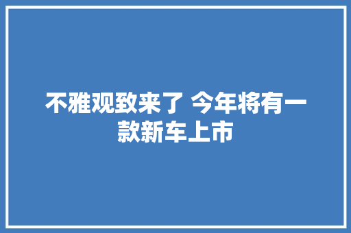 不雅观致来了 今年将有一款新车上市