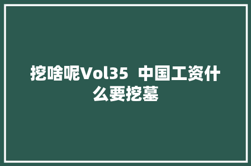 挖啥呢Vol35  中国工资什么要挖墓 休闲娱乐