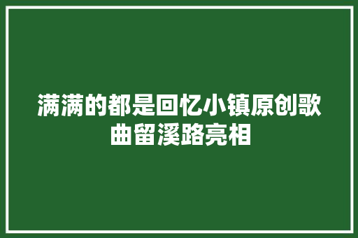 满满的都是回忆小镇原创歌曲留溪路亮相