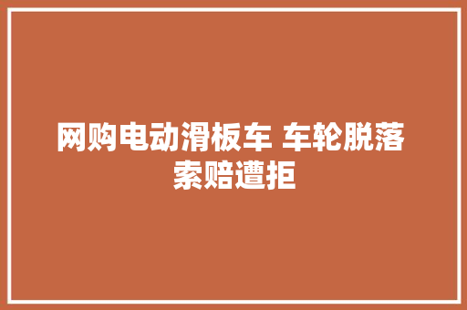 网购电动滑板车 车轮脱落 索赔遭拒 汽车知识