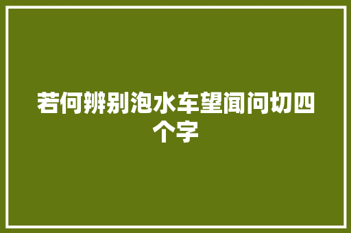 若何辨别泡水车望闻问切四个字