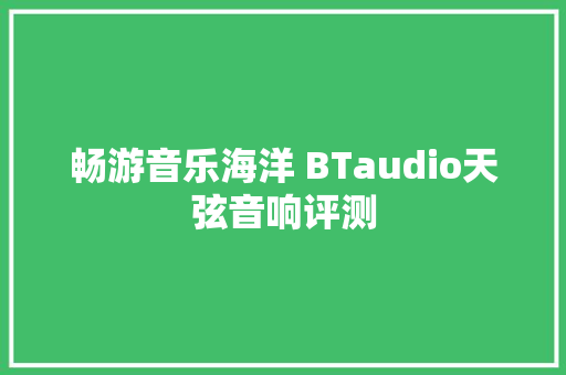 畅游音乐海洋 BTaudio天弦音响评测