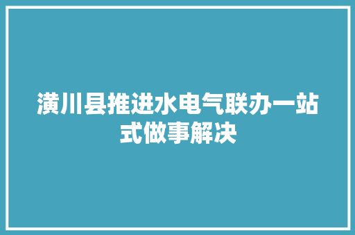 潢川县推进水电气联办一站式做事解决