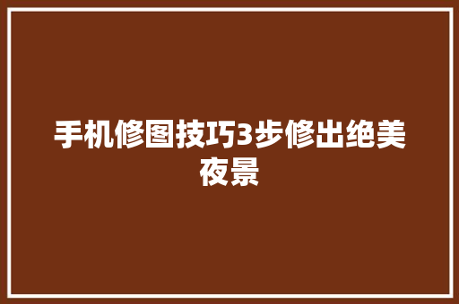 手机修图技巧3步修出绝美夜景