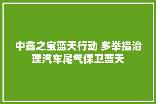 中鑫之宝蓝天行动 多举措治理汽车尾气保卫蓝天