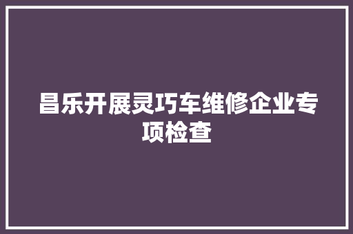 昌乐开展灵巧车维修企业专项检查