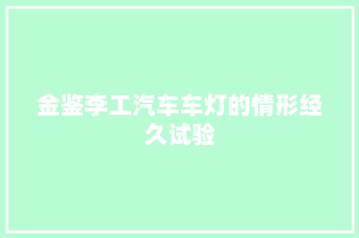金鉴李工汽车车灯的情形经久试验