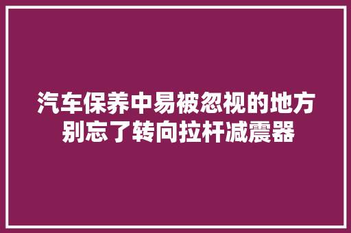 汽车保养中易被忽视的地方 别忘了转向拉杆减震器 汽车知识