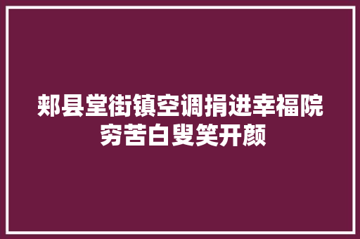 郏县堂街镇空调捐进幸福院 穷苦白叟笑开颜