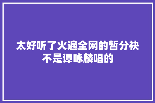 太好听了火遍全网的暂分袂不是谭咏麟唱的 休闲娱乐