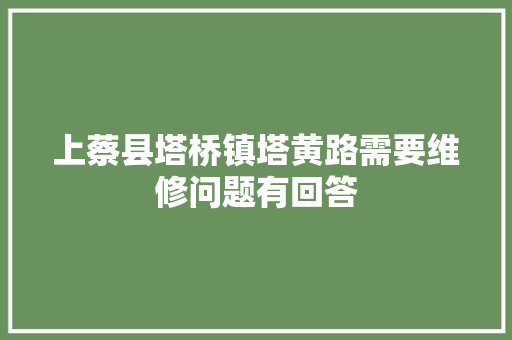上蔡县塔桥镇塔黄路需要维修问题有回答 汽车知识