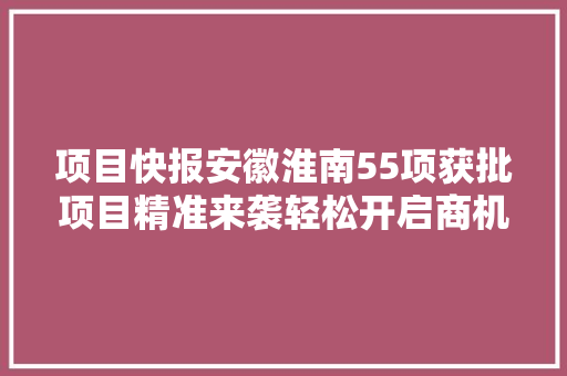 项目快报安徽淮南55项获批项目精准来袭轻松开启商机 汽车知识 项目快报安徽淮南55项获批项目精准来袭轻松开启商机 汽车知识