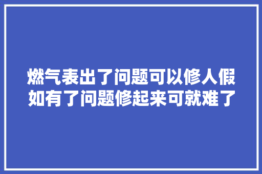 燃气表出了问题可以修人假如有了问题修起来可就难了