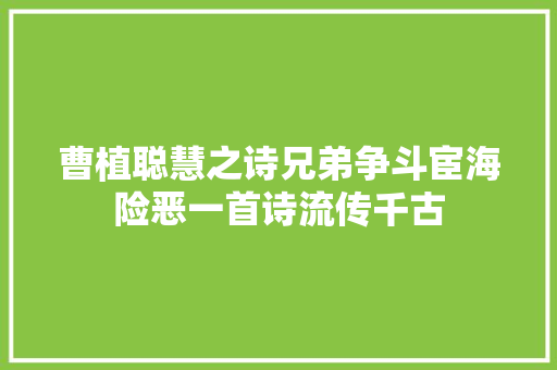 曹植聪慧之诗兄弟争斗宦海险恶一首诗流传千古