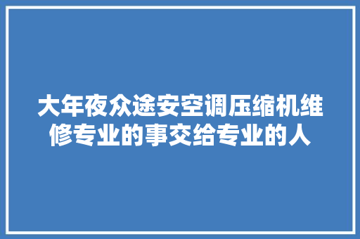 大年夜众途安空调压缩机维修专业的事交给专业的人