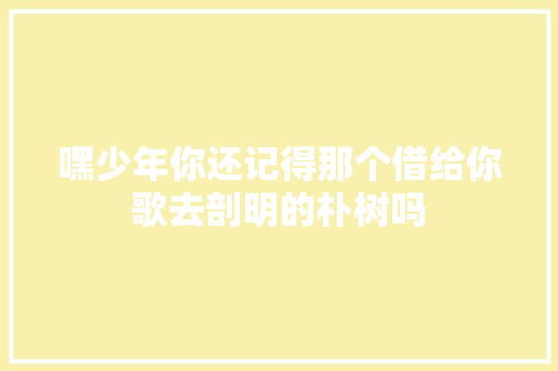 嘿少年你还记得那个借给你歌去剖明的朴树吗