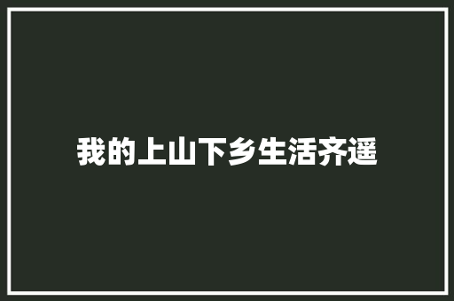 我的上山下乡生活齐遥 休闲娱乐