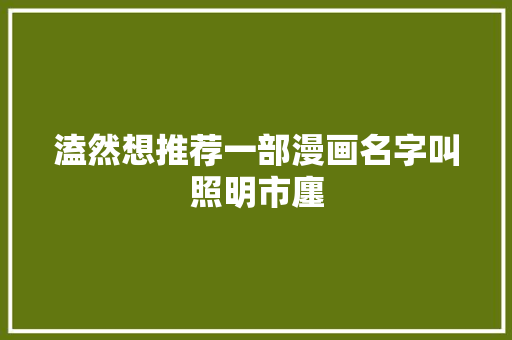 溘然想推荐一部漫画名字叫照明市廛