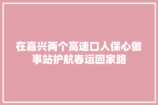 在嘉兴两个高速口人保心做事站护航春运回家路