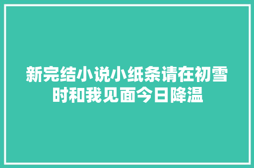 新完结小说小纸条请在初雪时和我见面今日降温