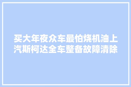 买大年夜众车最怕烧机油上汽斯柯达全车整备故障清除解决严重烧机油