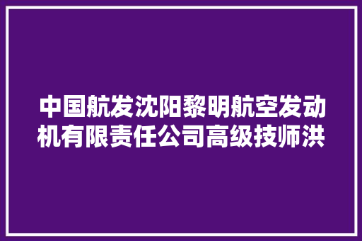 中国航发沈阳黎明航空发动机有限责任公司高级技师洪家光为中国品牌中国速度作供献二十大年夜代表风姿