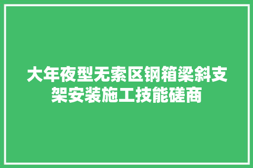 大年夜型无索区钢箱梁斜支架安装施工技能磋商