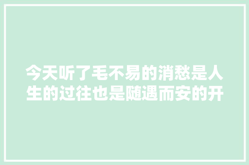 今天听了毛不易的消愁是人生的过往也是随遇而安的开始
