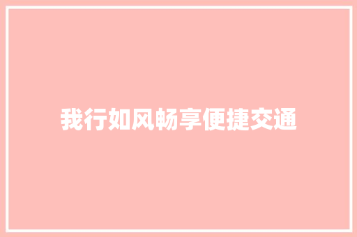 我行如风畅享便捷交通