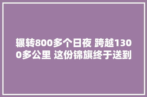 辗转800多个日夜 跨越1300多公里 这份锦旗终于送到恩人手里