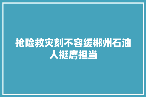 抢险救灾刻不容缓郴州石油人挺膺担当