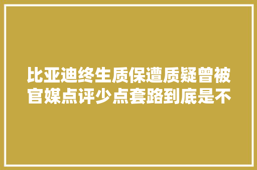 比亚迪终生质保遭质疑曾被官媒点评少点套路到底是不是鸡肋