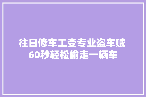 往日修车工变专业盗车贼 60秒轻松偷走一辆车 汽车知识