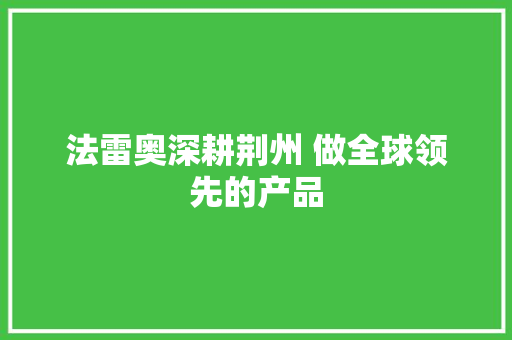 法雷奥深耕荆州 做全球领先的产品 汽车知识