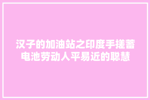 汉子的加油站之印度手搓蓄电池劳动人平易近的聪慧