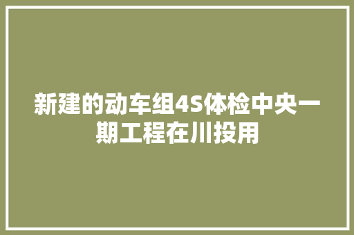 新建的动车组4S体检中央一期工程在川投用