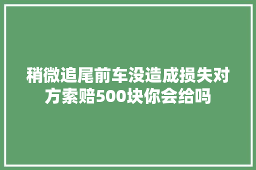 稍微追尾前车没造成损失对方索赔500块你会给吗