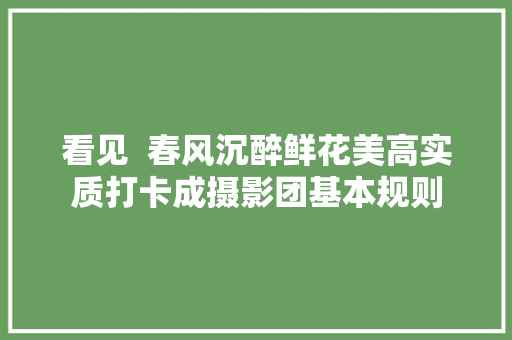 看见  春风沉醉鲜花美高实质打卡成摄影团基本规则