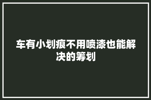 车有小划痕不用喷漆也能解决的筹划 汽车知识
