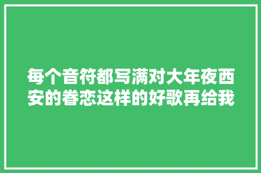 每个音符都写满对大年夜西安的眷恋这样的好歌再给我来一打