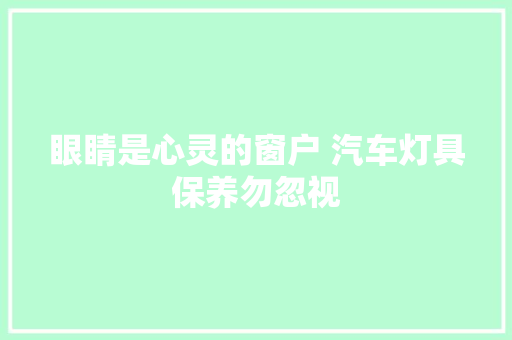 眼睛是心灵的窗户 汽车灯具保养勿忽视