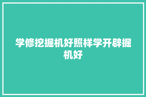 学修挖掘机好照样学开辟掘机好 汽车知识