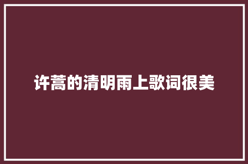 许蒿的清明雨上歌词很美