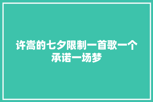 许嵩的七夕限制一首歌一个承诺一场梦
