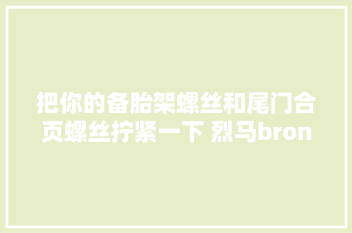 把你的备胎架螺丝和尾门合页螺丝拧紧一下 烈马bronco