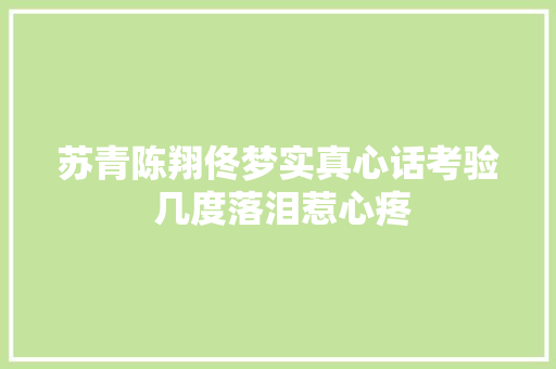 苏青陈翔佟梦实真心话考验 几度落泪惹心疼 休闲娱乐