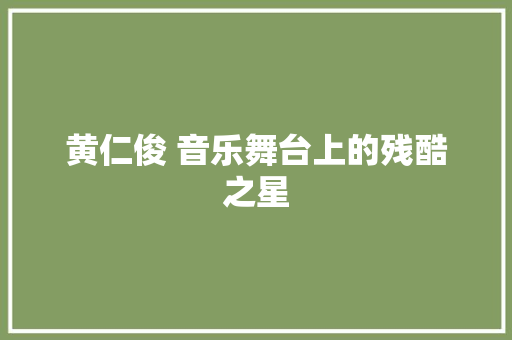 黄仁俊 音乐舞台上的残酷之星