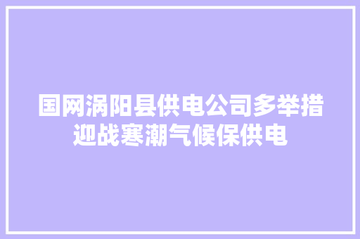 国网涡阳县供电公司多举措迎战寒潮气候保供电