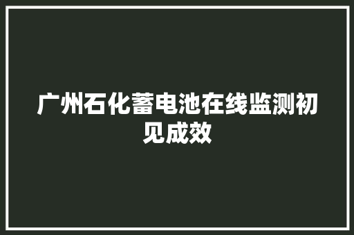 广州石化蓄电池在线监测初见成效