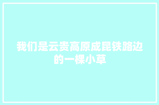 我们是云贵高原成昆铁路边的一棵小草